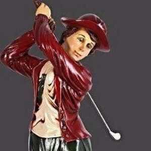 Vintage Victorian Lady Golfer Statue. Hand Made